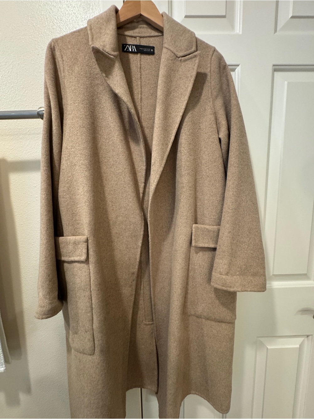 ZARA Oversized Beige/Oatmeal Open-Front Unlined Long Coat XS